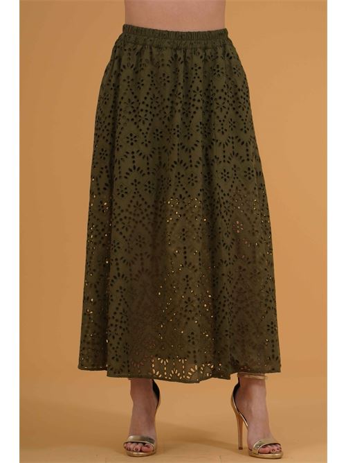 Gonna in pizzo san gallo Clips | G1029751VERDE MILITARE